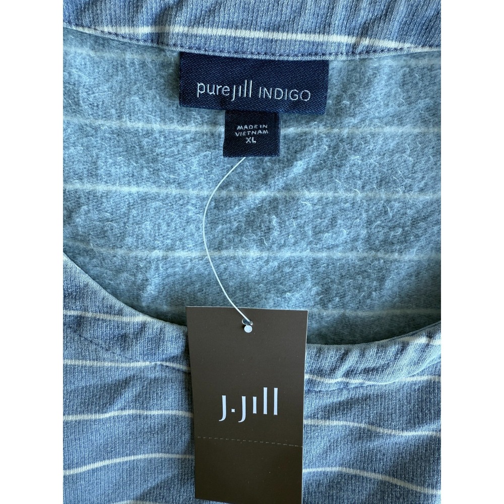 J Jill Pure Jill Indigo Tunic Top Shirt Womens XL Blue Striped Lagenlook Coastal - Picture 9 of 13